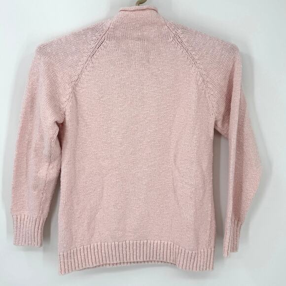 LL Bean Women's Cotton Ragg Roll Neck Sweater Light Pink Size Medium New - Picture 5 of 7